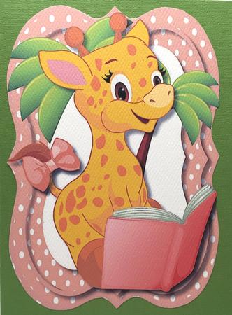 Tent Card with Verse ,giraffe's Raeding Lesson  by Elena Pavlova