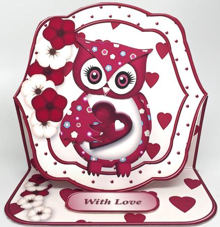 Valentine Owl - Shaped Easel Card Mini Kit by Elena Pavlova