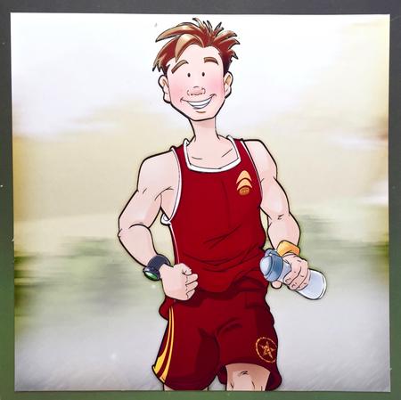 Jogger Dude (red) 8x8 Quick Card by Elena Pavlova