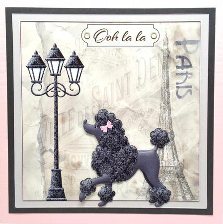 The Poodle in Paris 7x7 Card with Decoupage by Elena Pavlova