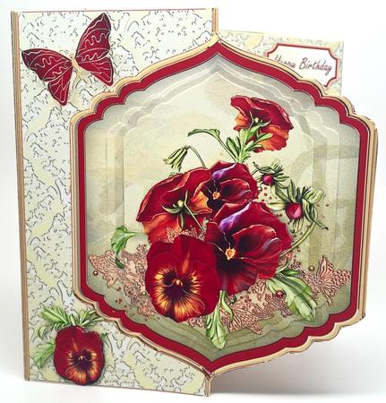 Red Pansies Offset Card Mini Kit by Elena Pavlova