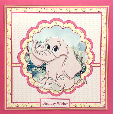 A Pink Elephant Mini Kit with Decoupage by Elena Pavlova