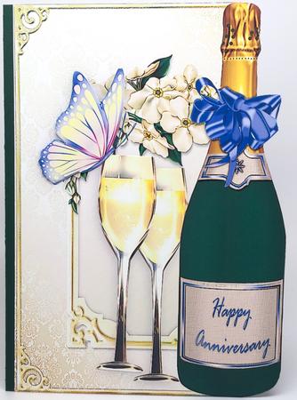 Wine Bottle Over the Edge Card - Lavender by Elena Pavlova