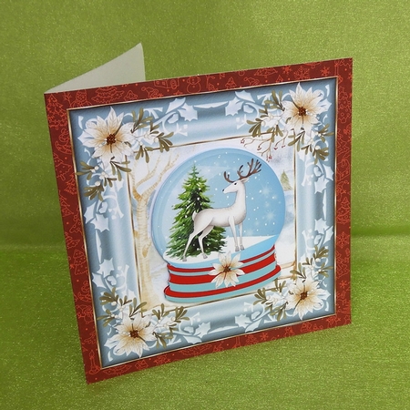 Snow globe Christmas stag card front 1 by Elisabeth Le Clainche