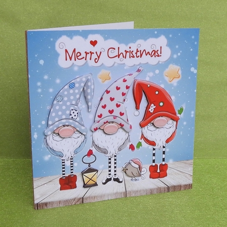 A lovely trio of santas christmas elves 8x8 by Elisabeth Le Clainche