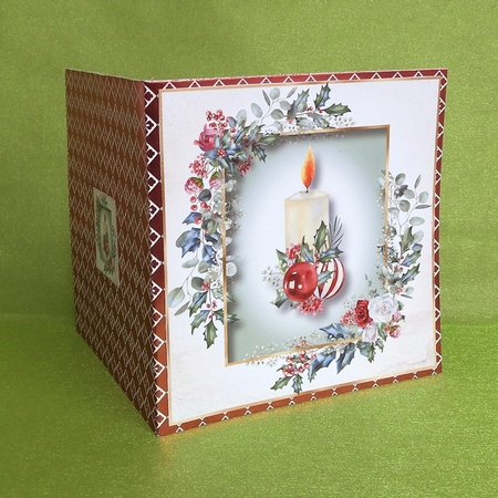 Beautiful Christmas Candle - Holly & Roses 8x8 by Elisabeth Le Clainche