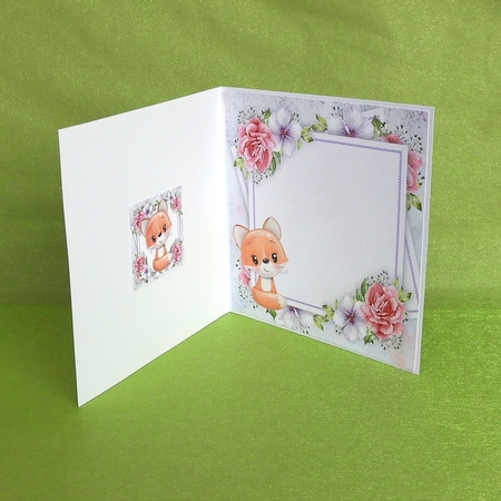 Beautiful Painted Effect Fox With Pink Flowers 8x8 Mini Kit by Elisabeth Le Clainche