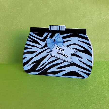 3D Shaped Card  Kit - Pretty Zebra Print Clutch Bag by Elisabeth Le Clainche