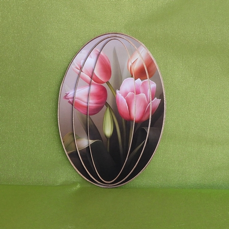 Elongated Oval Stacker - Pink Tulips by Elisabeth Le Clainche