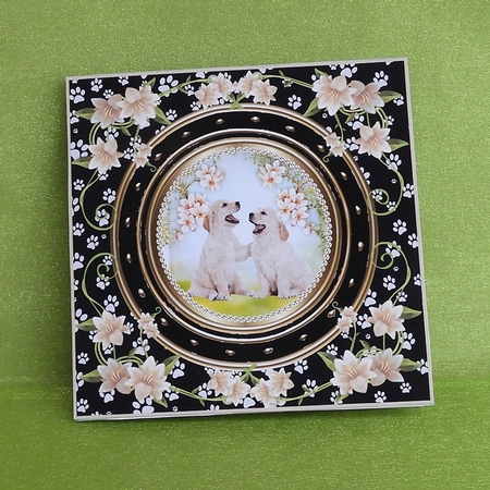 3 Floral paw print dog card front/toppers 5 by Elisabeth Le Clainche