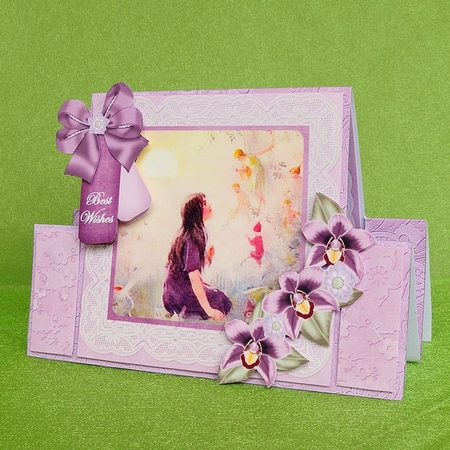 Lavender Fairy Best Wishes Folded Stand-up Card Mini Kit by Elisabeth Le Clainche