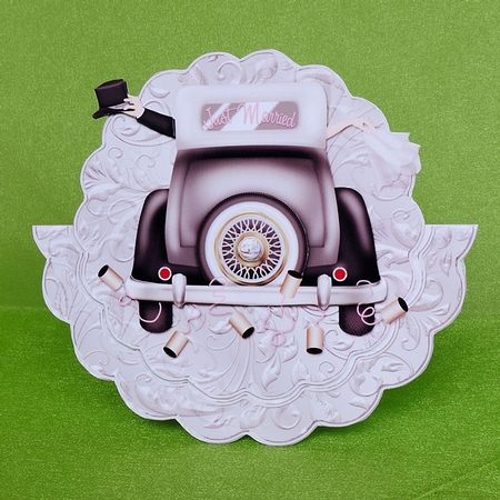 Mr and Mrs wedding car scalloped rocker card sheet by Elisabeth Le Clainche