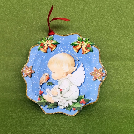 3D Shaped Keepsake Christmas Angel Decoration 7 by Elisabeth Le Clainche