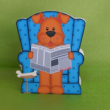 3D Shaped Card  Kit - Little Dog Rusty reads the Barking Newspaper by Elisabeth Le Clainche
