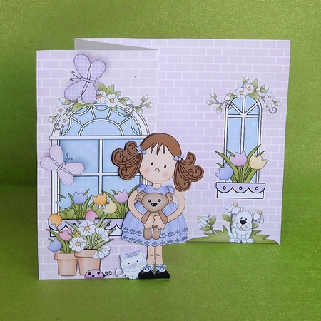 3D Shaped No-Hole Fold Back Mini Kit -  Country Cottage Girlz Zoe has a Teddy by Elisabeth Le Clainche