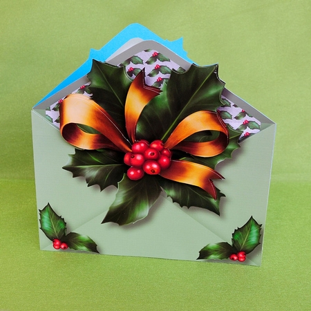 Christmas Envelope Of Holly by Elisabeth Le Clainche