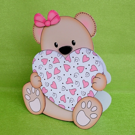 3D Shaped Card  Kit - Cute Little Livvy Bear by Elisabeth Le Clainche