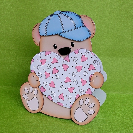 3D Shaped Card  Kit - Cute Little Austin Bear by Elisabeth Le Clainche