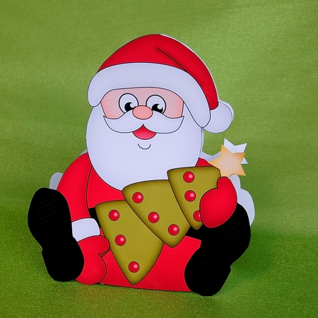 3D Shaped Christmas Card Kit - Santa has an Xmas Tree by Elisabeth Le Clainche