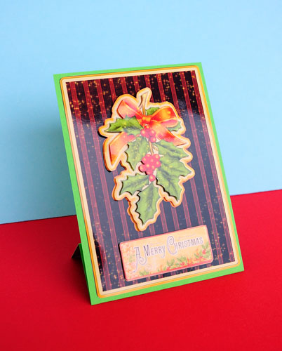 A Jolly Holly Christmas Card Front with Step by Step by Elisabeth Le Clainche