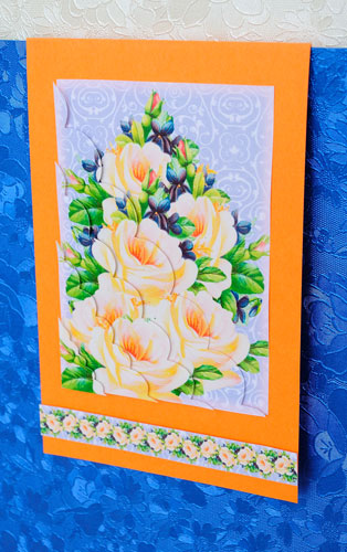 Purple Blooms Vintage Large Wavy Card Front by Elisabeth Le Clainche