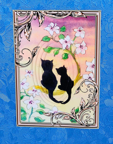 Two Cats Oval Pyramid by Elisabeth Le Clainche