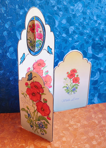 Scalloped Tall Wing Card - Poppies, Daisies & Cornflowers by Elisabeth Le Clainche
