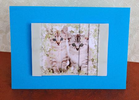 Holly Kittens Large Side Stacker Card Front by Elisabeth Le Clainche