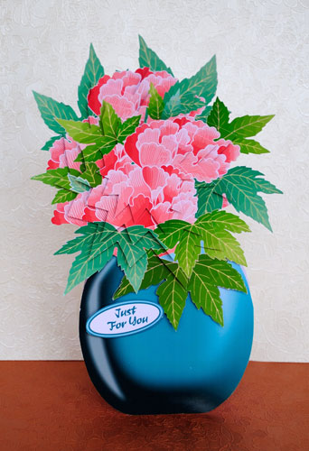 Japanese Rose Vase of Flowers Over the Top by Elisabeth Le Clainche