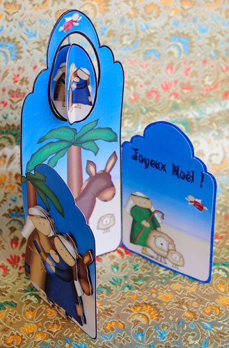 Scalloped Tall Wing Card - Away in a Manger by Elisabeth Le Clainche