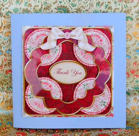 Red Mosaic Thank You 3D Rosette 8in Card Front Kit by Elisabeth Le Clainche