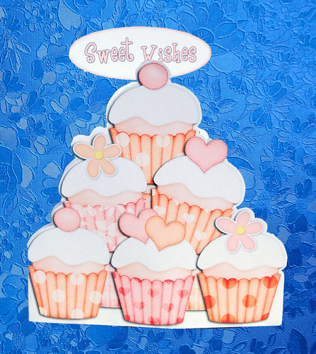 Cupcakes Felties Shaped Card by Elisabeth Le Clainche