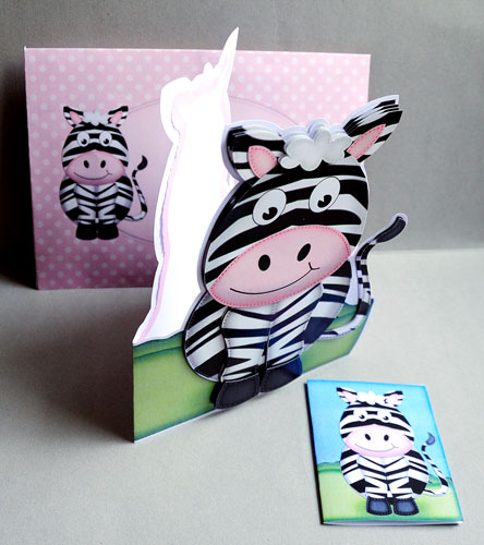 3D Debra Zebra Shaped Card with Decoupage by Elisabeth Le Clainche
