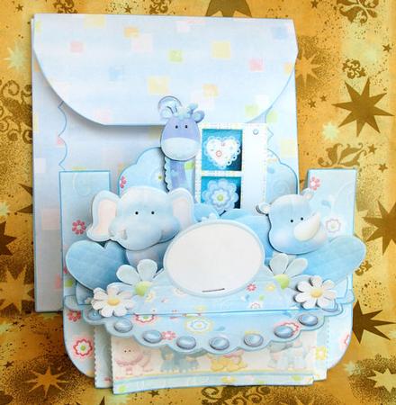 Stuffed Love Baby Boy 3D Shelf Card with Card Box by Elisabeth Le Clainche