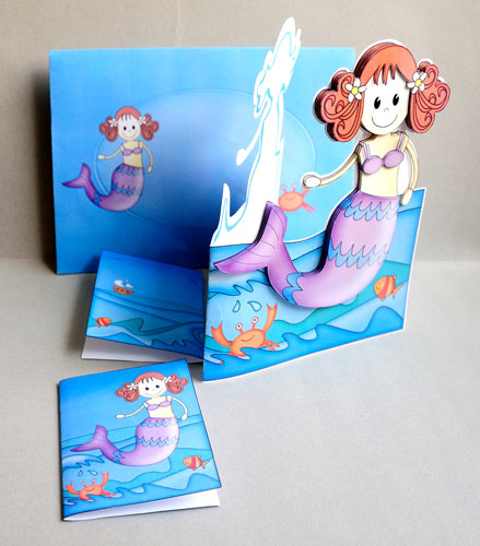 Melody Mermaid Shaped Card with Decoupage by Elisabeth Le Clainche