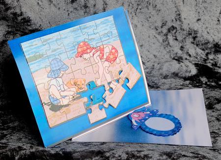 Sandcastle Puzzle Over the Edge Easel Card by Elisabeth Le Clainche