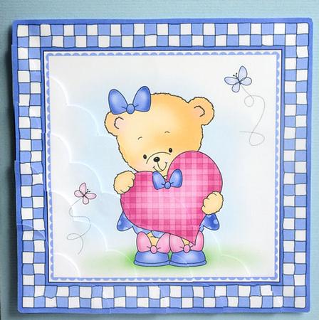 Hunney Bear Rosies Heart - Scalloped Corner Stacker by Elisabeth Le Clainche