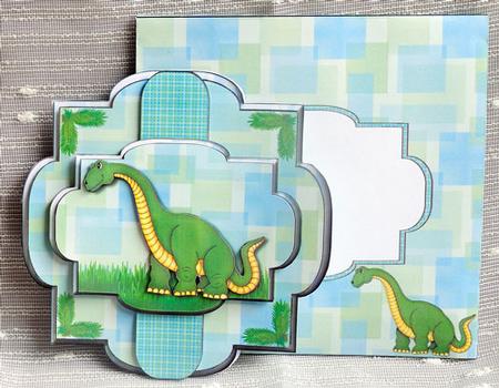 Shaped Layered Card - Green Dinosaur by Elisabeth Le Clainche