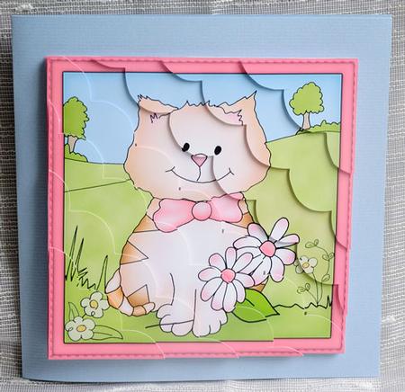 8 x 8 Cute Cat Scalloped Corner Kit by Elisabeth Le Clainche