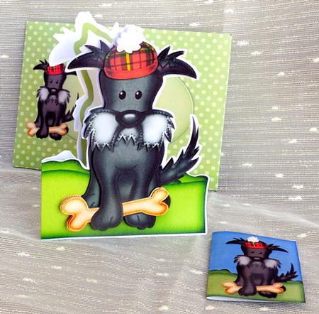 3D Hamish Scottie Dog Shaped Card with Decoupage by Elisabeth Le Clainche