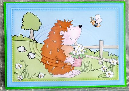 A5 Cute Hedgehog Oval Pyramage Topper by Elisabeth Le Clainche