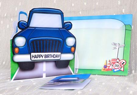 3D Fun Car Shaped Card with Decoupage by Elisabeth Le Clainche