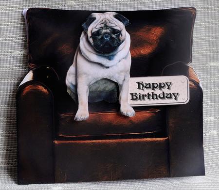 Pug in an Armchair Shaped Card by Elisabeth Le Clainche