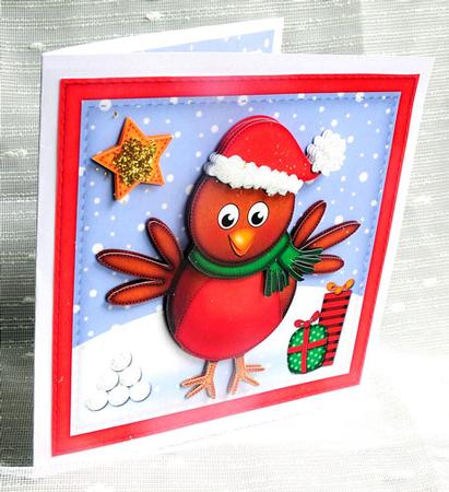 Xmas Robin Quick Card N 3D Decoupage by Elisabeth Le Clainche