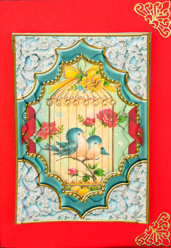 Lovebirds Ornate 7x5in Wavy Spiral Edge Stacker by Elisabeth Le Clainche