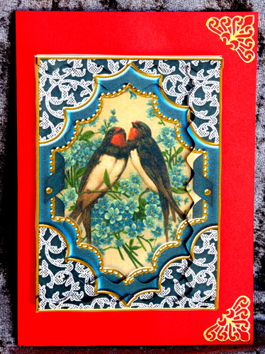 Birds Ornate 7x5in Wavy Spiral Edge Stacker by Elisabeth Le Clainche