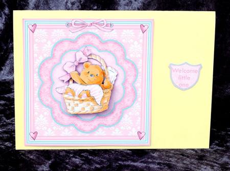 Baby Girl Bear Topper and Decoupage by Elisabeth Le Clainche