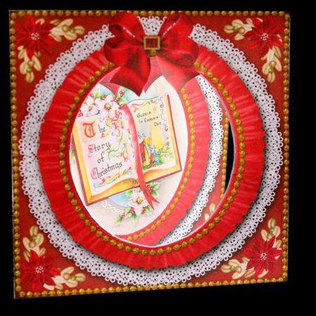Glory Book Red Ruffle Shaker Frame with Base by Elisabeth Le Clainche