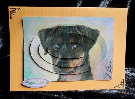 Wot? Me??? (the Very Picture of Innocence) Oval Pyramid by Elisabeth Le Clainche