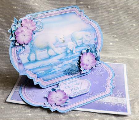 Polar Bear Family Christmas Easel Card Kit by Elisabeth Le Clainche